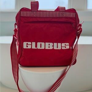 Vintage 1970s Globus Red Vinyl Carry-On Travel Bag | Retro Weekender Tote